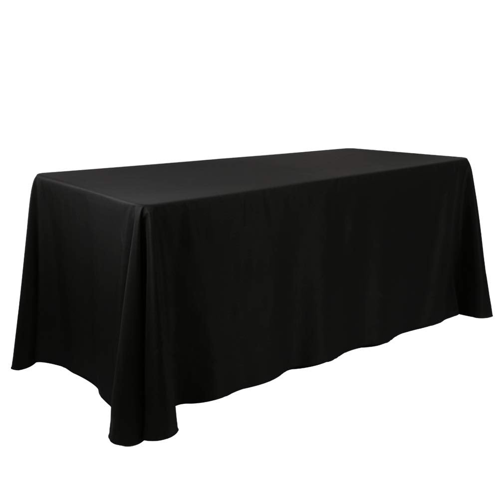 Waysle 90x132-Inch Oblong Tablecloth, 100% Polyester Washable Table Cloth 6Ft. Rectangle Table, Black